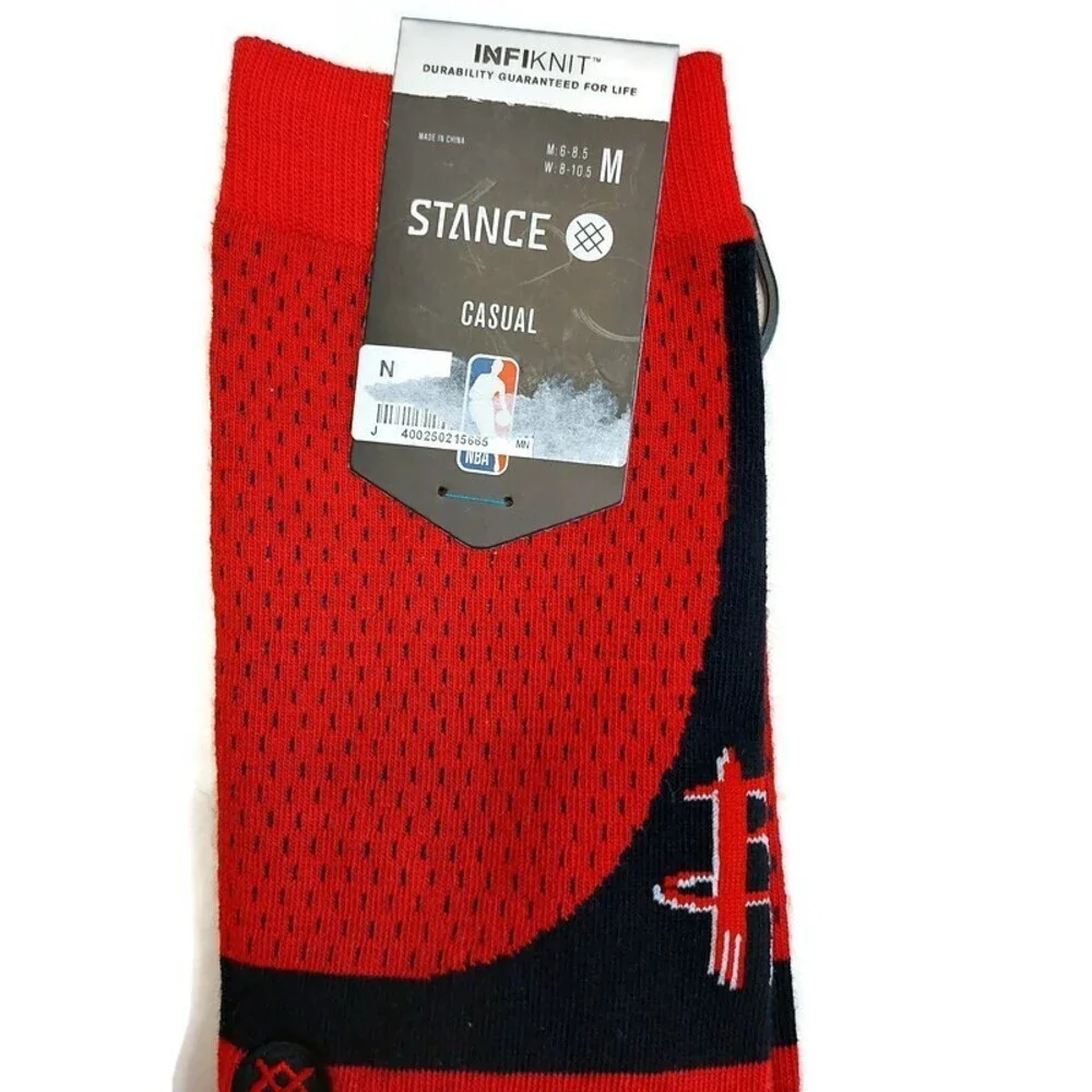 Houston Rockets Mens M (6-8.5) Shortcut 2 Infiknit Casual Crew Red Socks Stance
